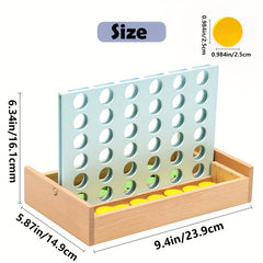 Wooden Connect 4 Classic Grid Row Game for 2 Players - Kids & Adults