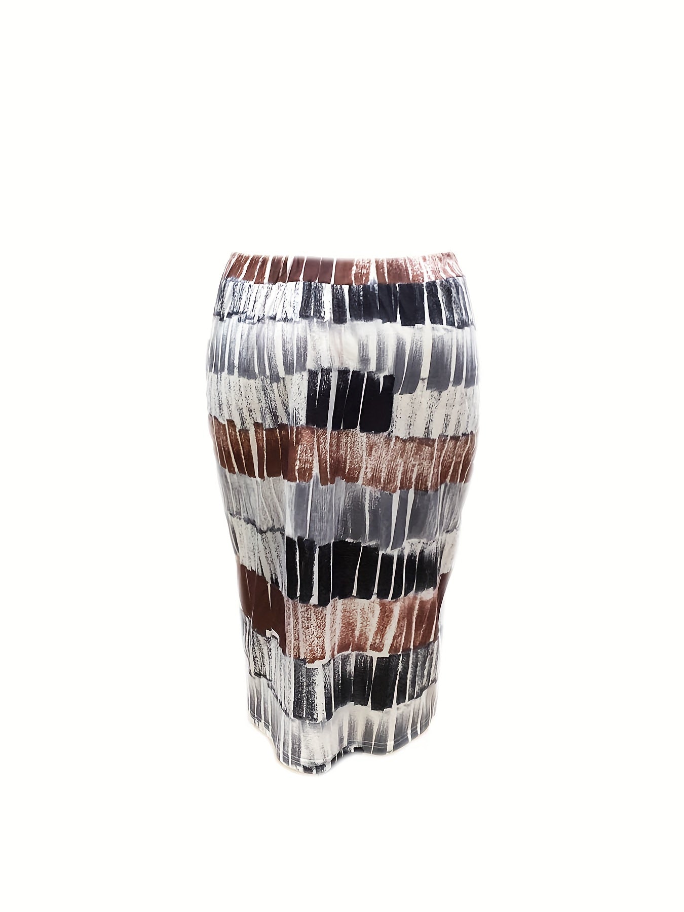 Ethnic Style Bodycon Midi Skirt - High Rise Allover Print
