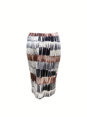 Ethnic Style Bodycon Midi Skirt - High Rise Allover Print