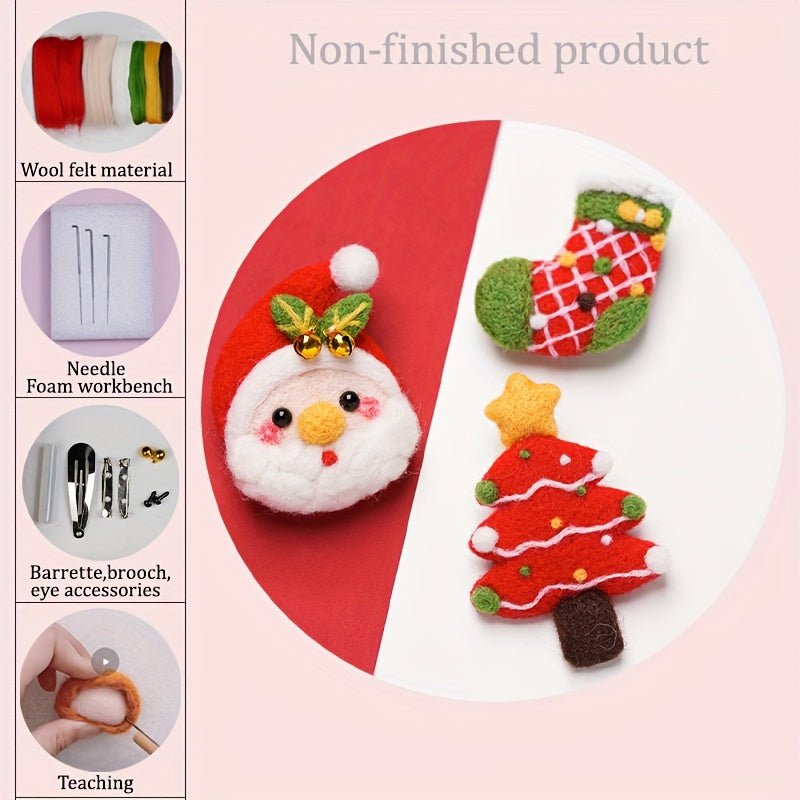 Wool Needle Felting Kit Christmas Brooch Series DIY Art Craft