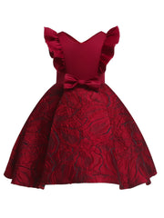 Girls Flower Embroidered Dress Gown One Shoulder Pink