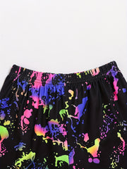 Boys Luminous Graffiti Short Sleeve T shirt&Shorts Set