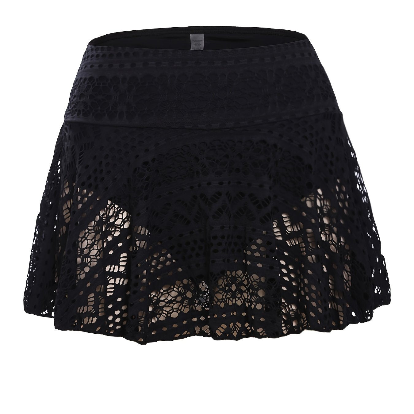 Crochet Lace Swim Bottoms Skirted Eyelet Skort Bikini Swimsuit