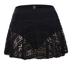 Crochet Lace Swim Bottoms Skirted Eyelet Skort Bikini Swimsuit