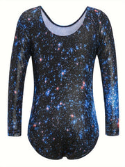 Unicorn Sky Graphic Long Sleeve Ballet Leotard Girls Gymnastics Suit