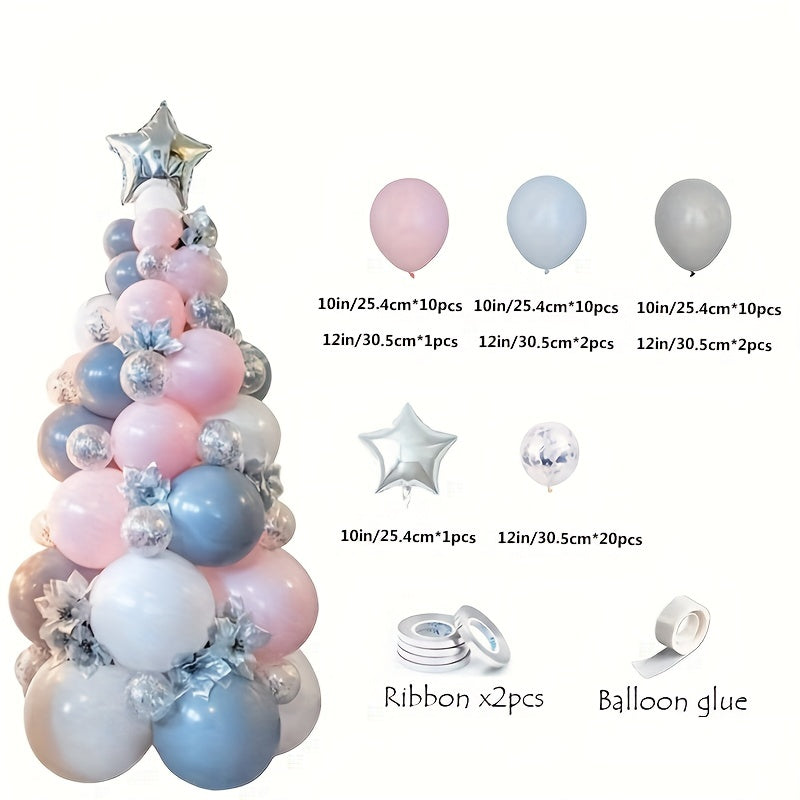 Pink Christmas Balloon Tree Ink Green Christmas Tree