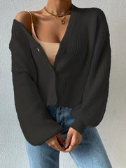 Button Front Knitted Cardigan Long Sleeve
