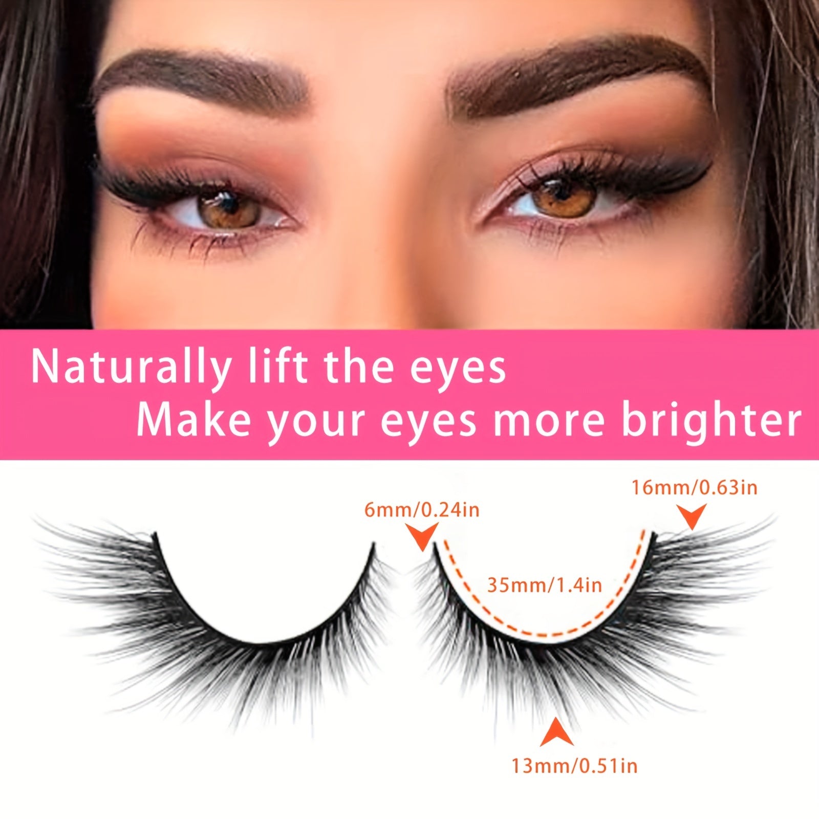 3D Fluffy Fox Eye Lashes Natural Thick Faux Mink False Eyelashes 16mm Winged End