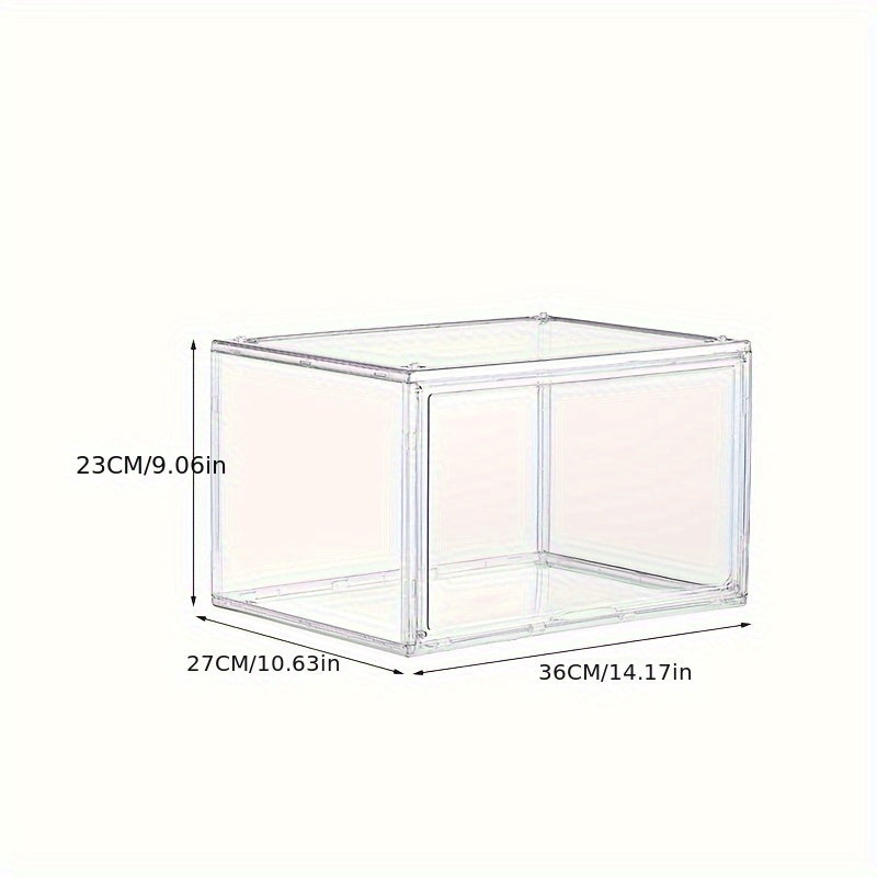2pcs Dustproof Shoe Storage Box Plastic Foldable Stackable Shoe Cabinet Organize