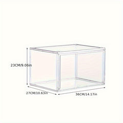 2pcs Dustproof Shoe Storage Box Plastic Foldable Stackable Shoe Cabinet Organize