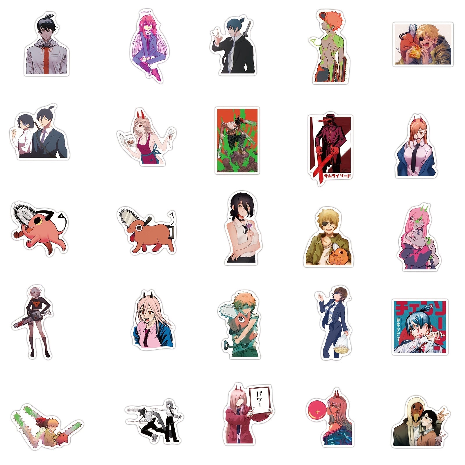 50pcs Chainsaw Man Denji Power Stickers Waterproof Graffiti Decals