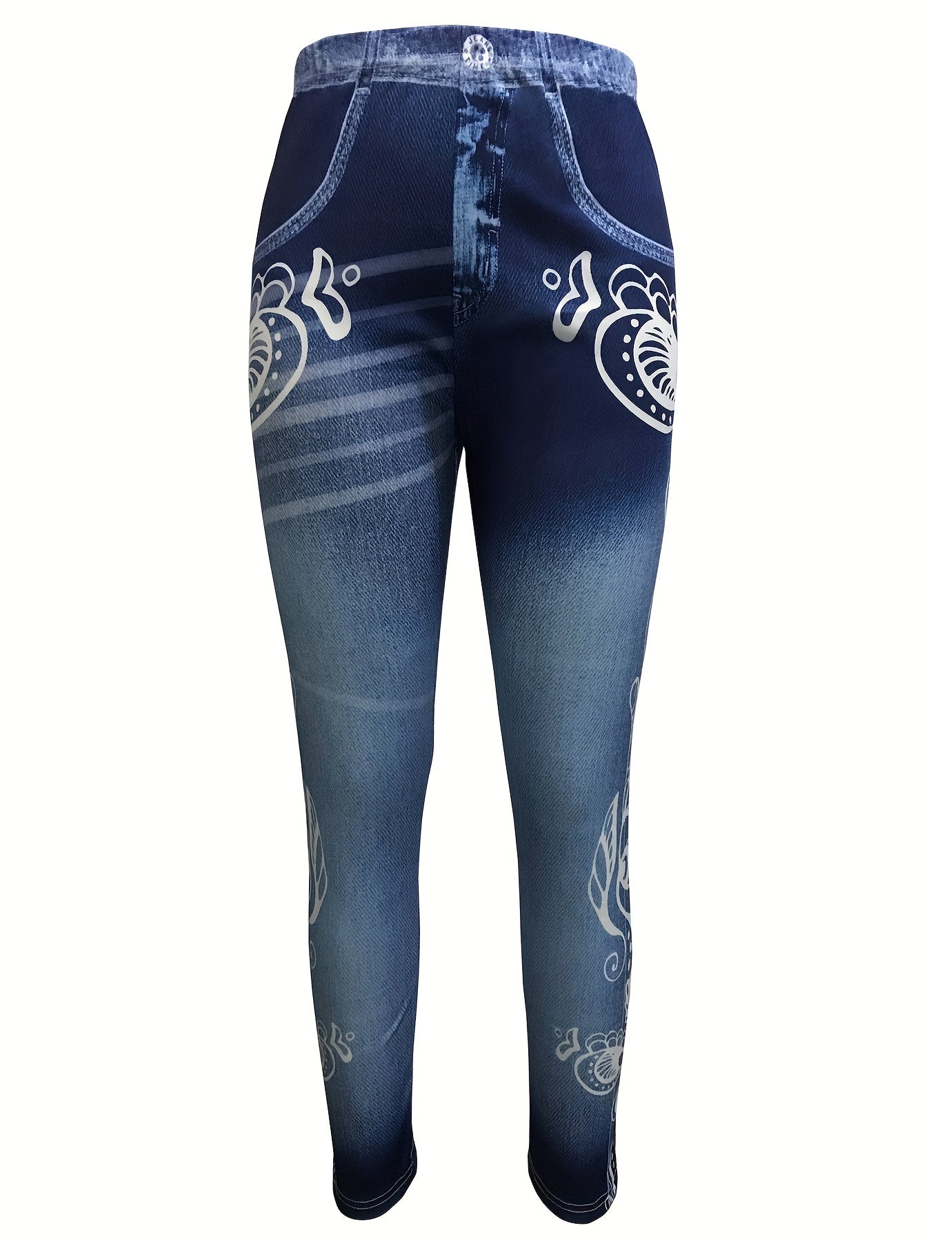 Graphic Print Slim Jeggings Casual High Waist Leggings