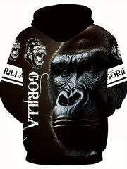 Chimpanzee 3D Print Hoodie for Men with Kangaroo Pocket