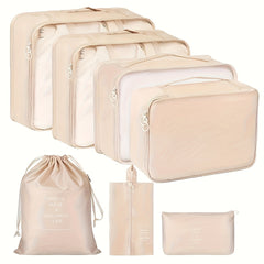7pcs Portable Travel Bag Set Zipper Packing for Luggage Underwear Shoes Makeup