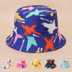 Red Fork Bucket Hat Tie Dye Double Sided Sunshade Fisherman Cap