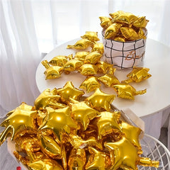 50pcs Star Foil Balloons 12 Pink Golden Silver Party Decoration