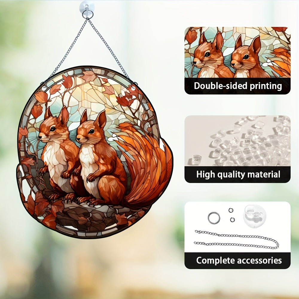 Autumn Smell Squirrel Home Window Decoration - Wall Decor