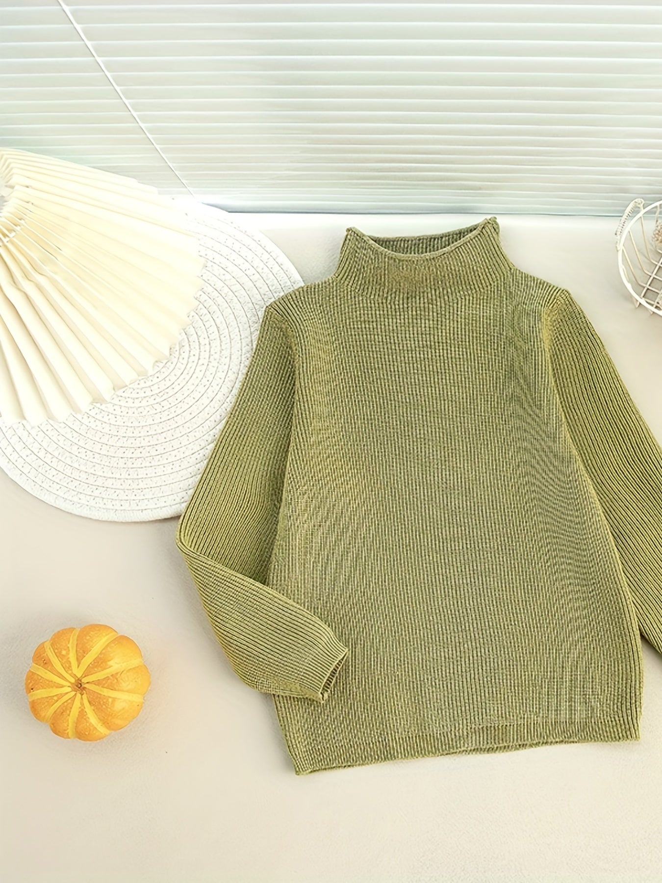 Warm Ribbed Half Turtleneck Sweater for Toddler Boys Girls