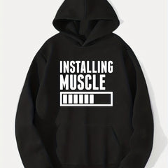 Muscle Print Hoodie for Men - Casual Graphic Pullover Sweatshirt