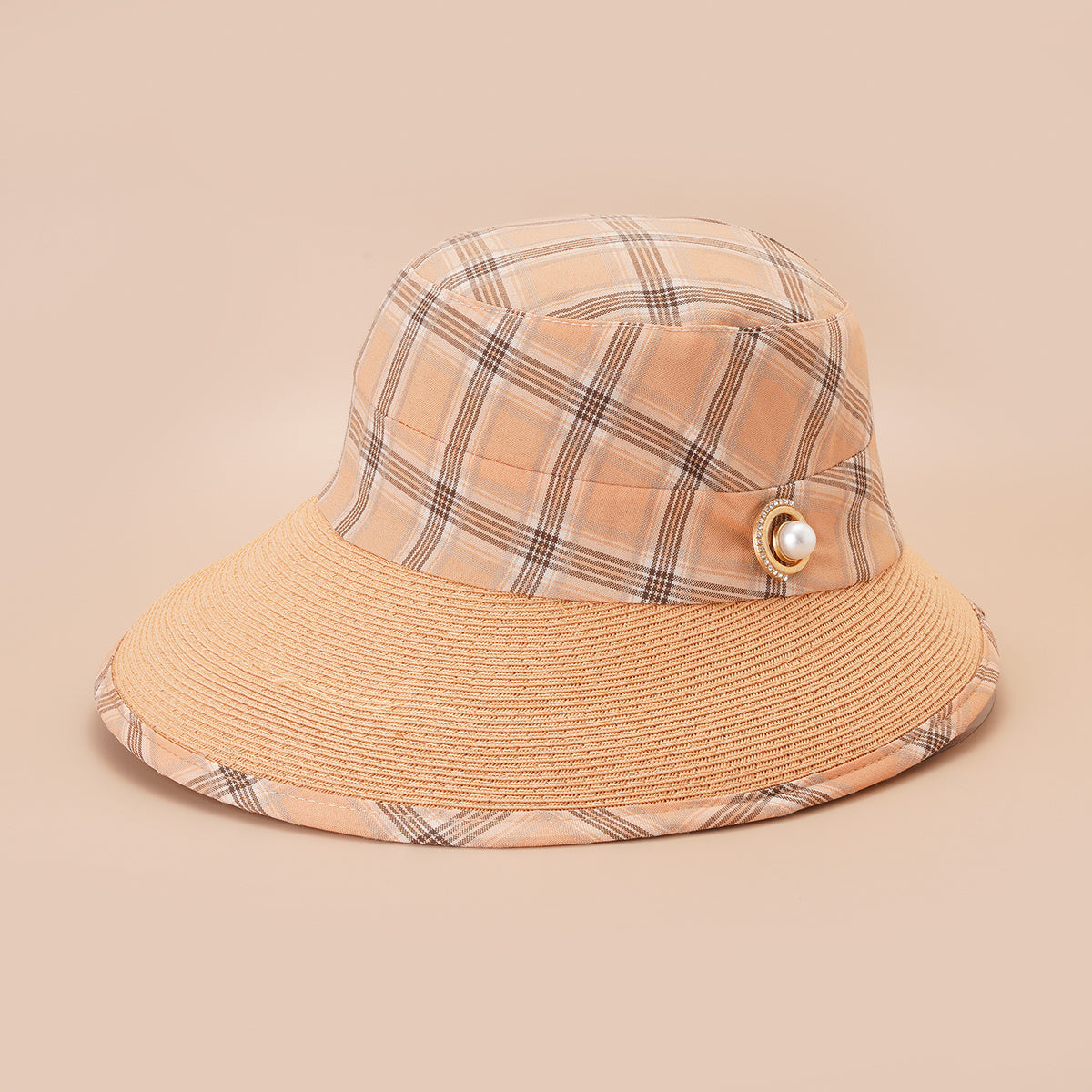 Plaid Sunshade Fisherman Hat Spring Autumn Retro Literary Outdoor Basin Hat