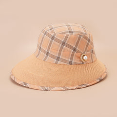 Plaid Sunshade Fisherman Hat Spring Autumn Retro Literary Outdoor Basin Hat