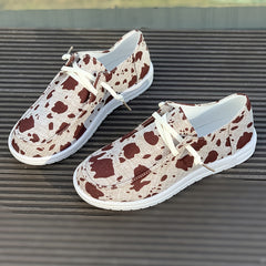 Women's Cow Spot Skate Shoes Lightweight Lace-up
