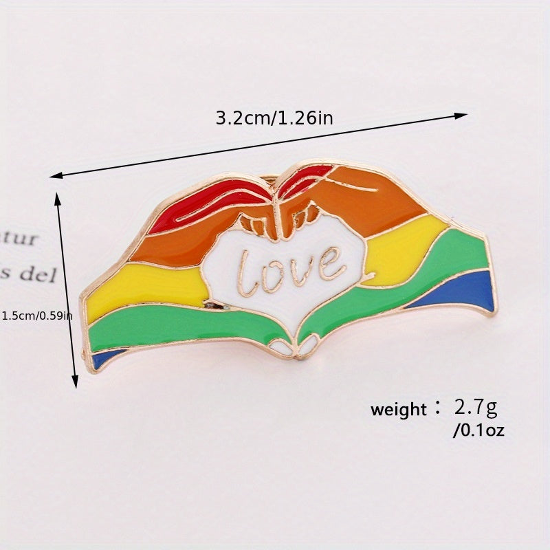 Assorted Shapes Rainbow Stript Brooch Dripping Paint Metal Badge Bag Decoration