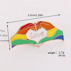 Assorted Shapes Rainbow Stript Brooch Dripping Paint Metal Badge Bag Decoration
