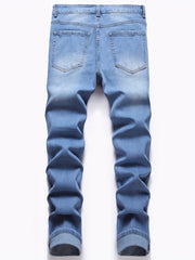 Men's Slim Fit Ripped Jeans Casual Denim Pants