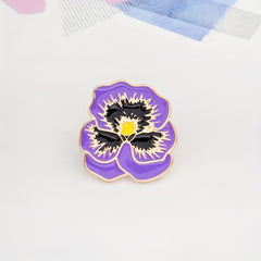 Purple Flower Enamel Lapel Pin Brooch Cartoon Corsages Shirt Collar Badge