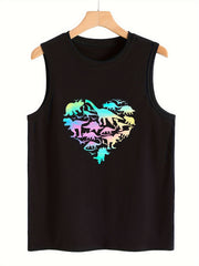 Dinosaur Pattern Stretchy Sports Vest Sleeveless Top