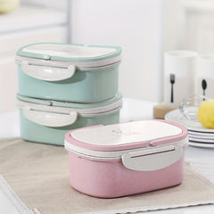 Portable Double Layer Wheat Straw Bento Box - Microwave Safe Insulated Lunch Box