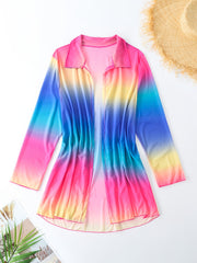 Ombre Print Long Sleeve Boho Cover Up