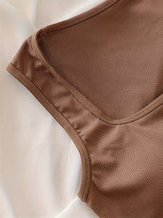 Ribbed Tank Top Sleeveless Padded Top for Women