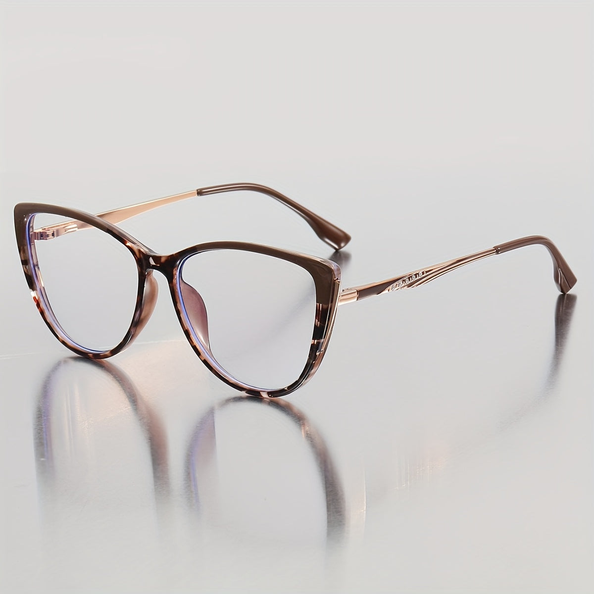 Men's Cat Eye Shape Light Blocking Flat Mirror Glasses