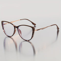 Men's Cat Eye Shape Light Blocking Flat Mirror Glasses
