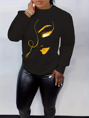 Graphic Print Pullover Sweatshirt for Women