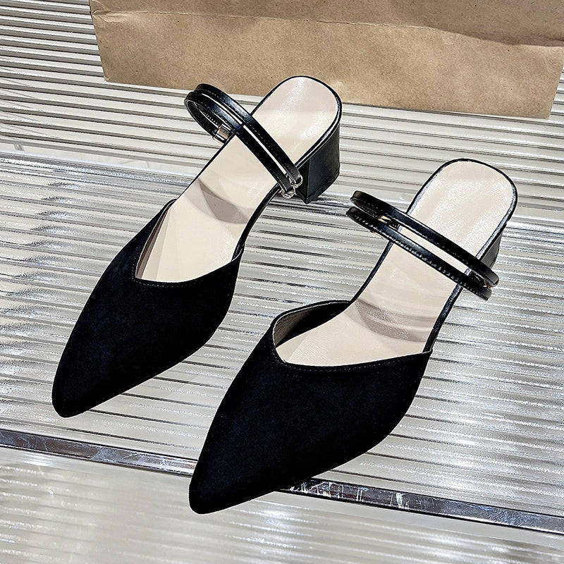 Chunky Heeled Pumps Double Strap Sandals
