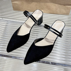 Chunky Heeled Pumps Double Strap Sandals