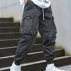 Men's Drawstring Cargo Pants Casual Outdoor Baggy Trousers