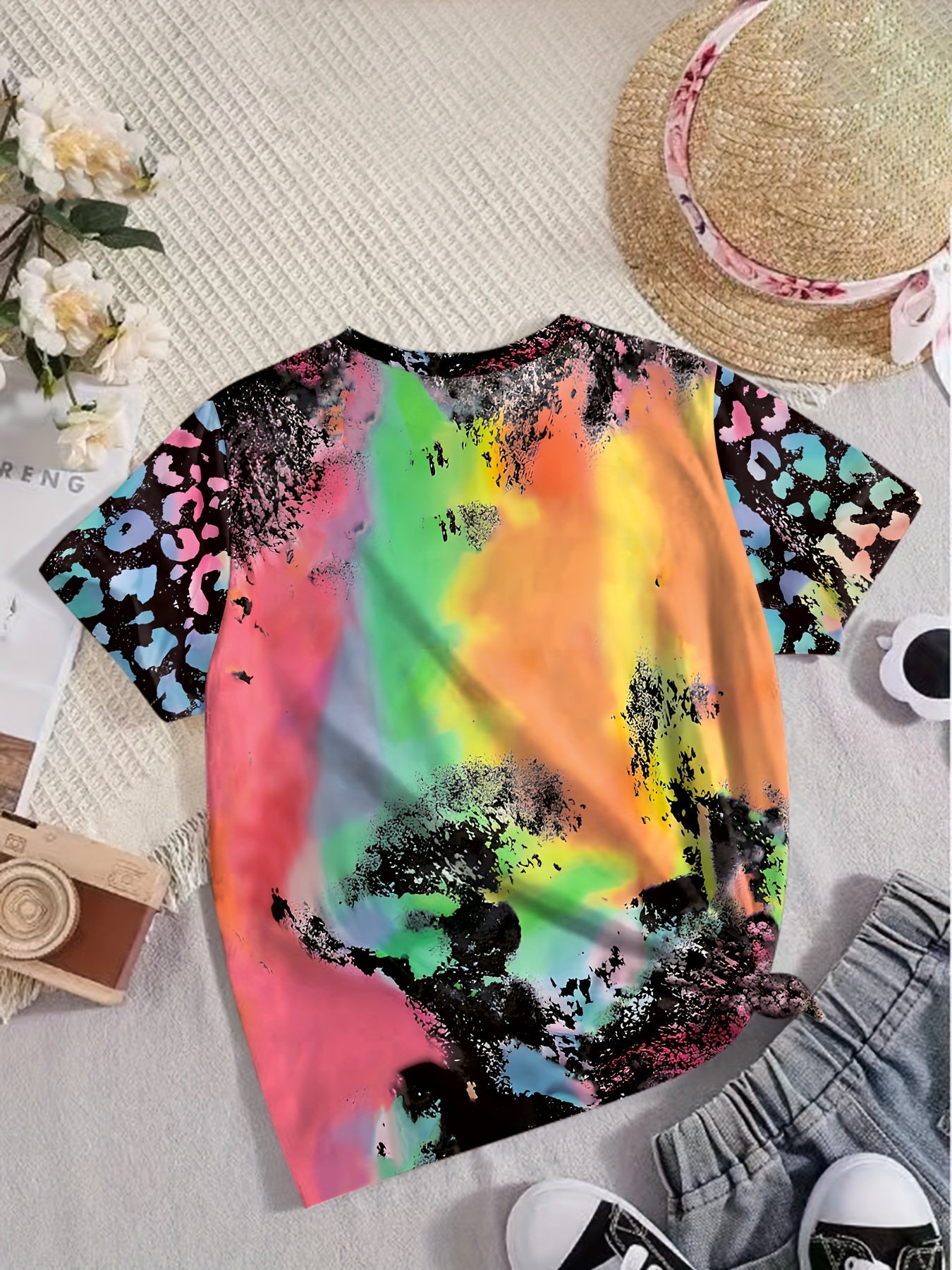 MAMA Print Leopard Print T shirt Girls Summer Clothes