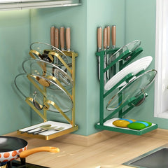 3 Layer Pot Lid Holder with Drain Tray and Spoon Rest