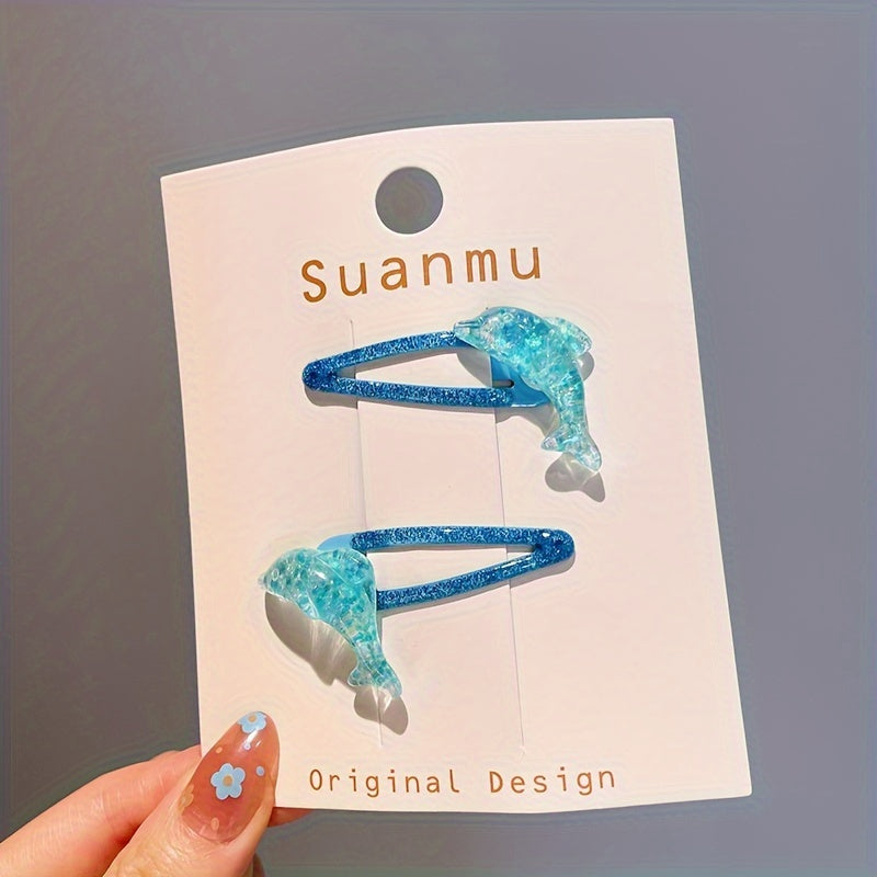 2pcs Mermaid Hair Clip Star Dolphin Hair Clip Headwear