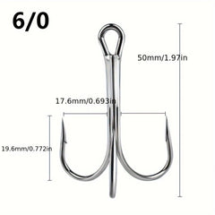 10pcs 4X Strong Fishing Hooks High Carbon Steel Treble Hook Barbed Salt