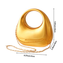 Mini Moon Shape Evening Clutch Silver Acrylic Handbag