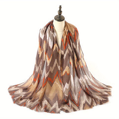 Striped Hot Stamping Scarf Gradient Shawl Windproof Head Wrap