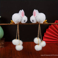 Plush Rabbits Tassel Hair Clips Chinese Style Year Hair Clips