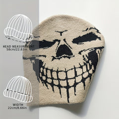 Ghost Face Jacquard Beanie Unisex Hip Hop Knit Hat Warm Skull Cap