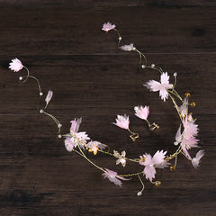Golden Flower Crown Floral Pearl Crown Wedding Headpiece