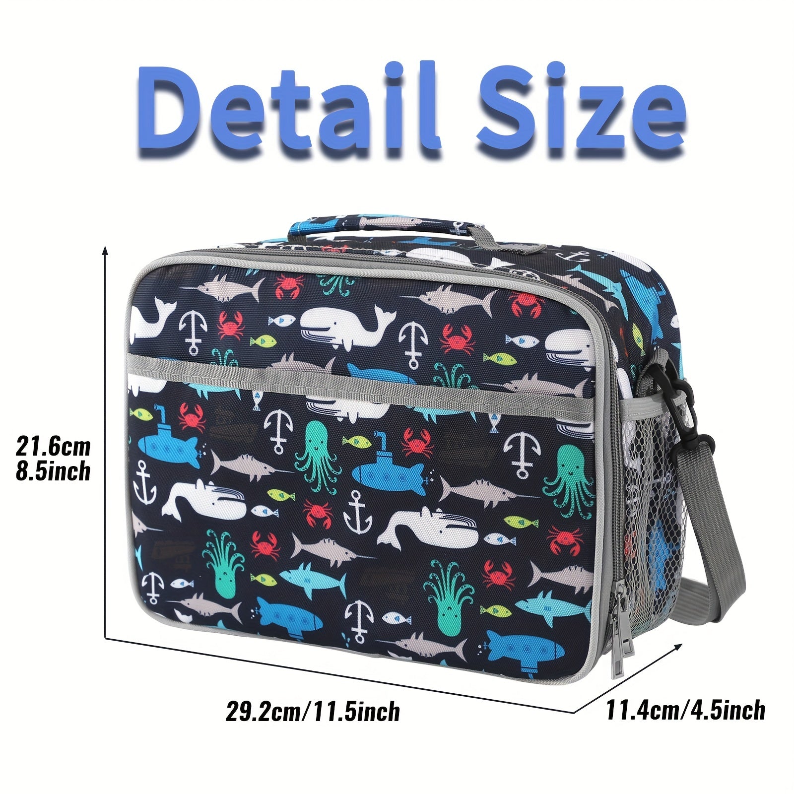 Insulated Lunch Box Tote Bag Reusable Leakproof Cooler with Adjustable Strap